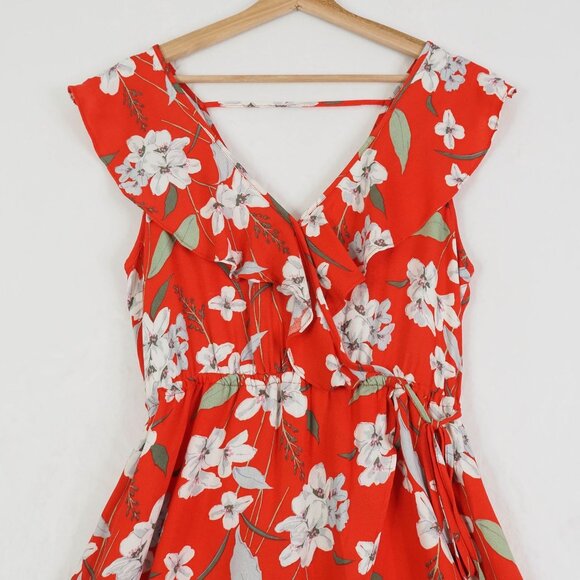 Jack By BB Dakota Womens Maxi Dress Size M Red Floral Cottagecore Romantic - Picture 6 of 8